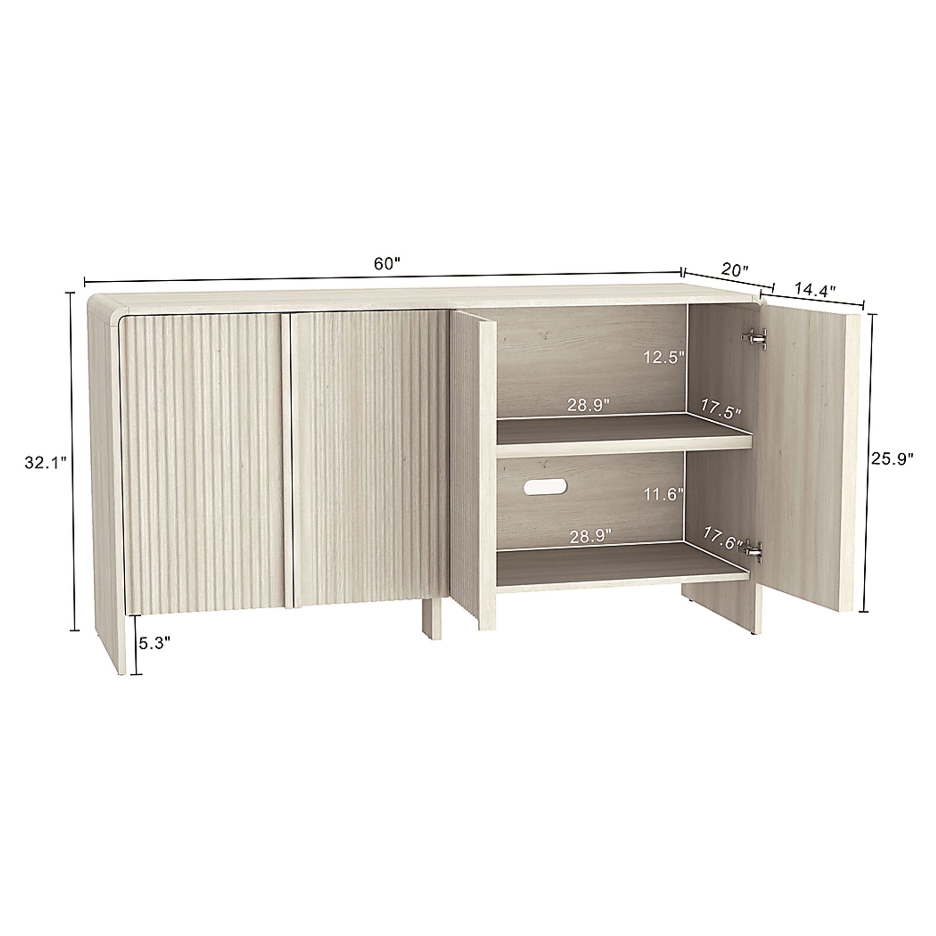Bilwu Washed White Sideboard - Image 6