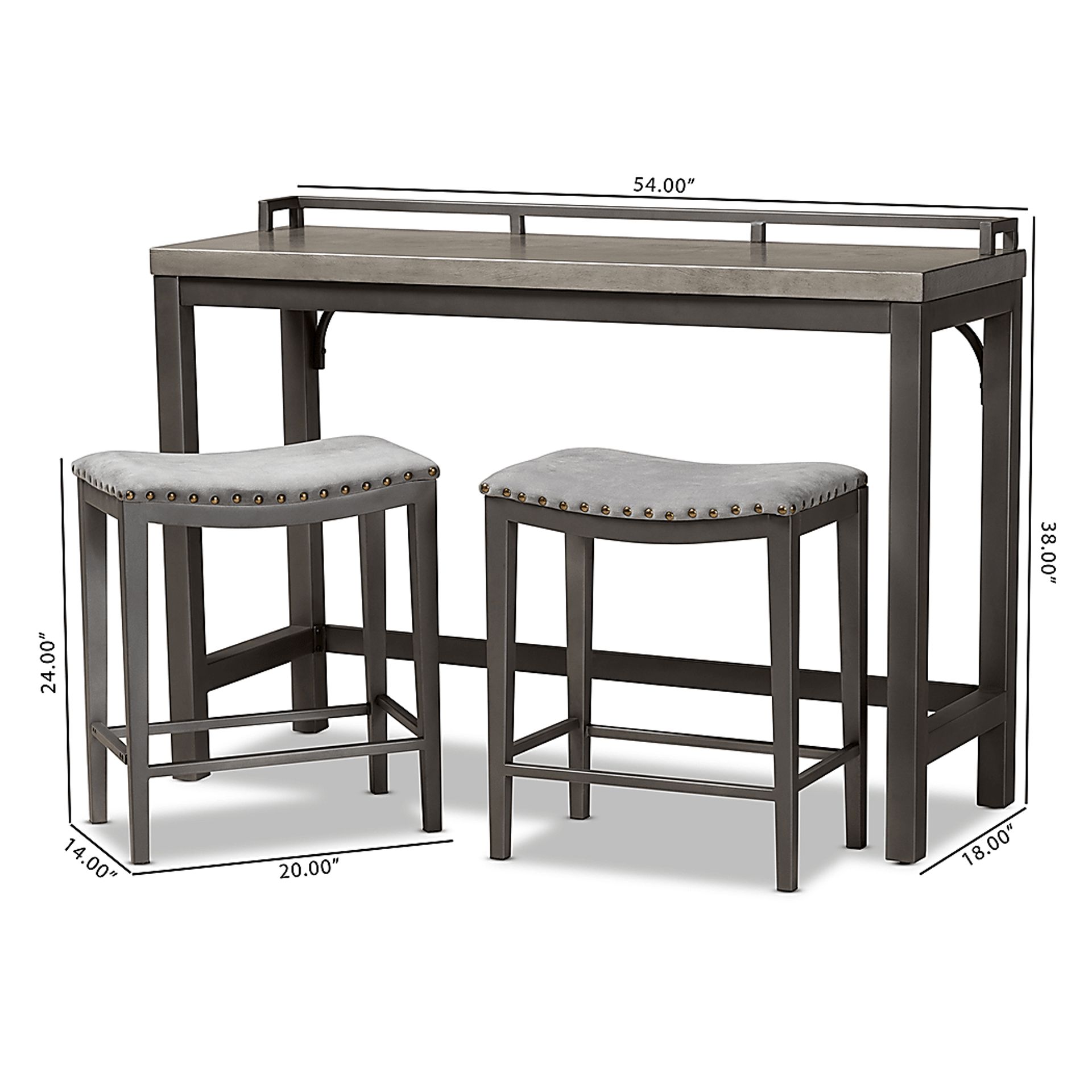 Bilyeu Gray 3 Pc Counter Height Table Set - Image 8