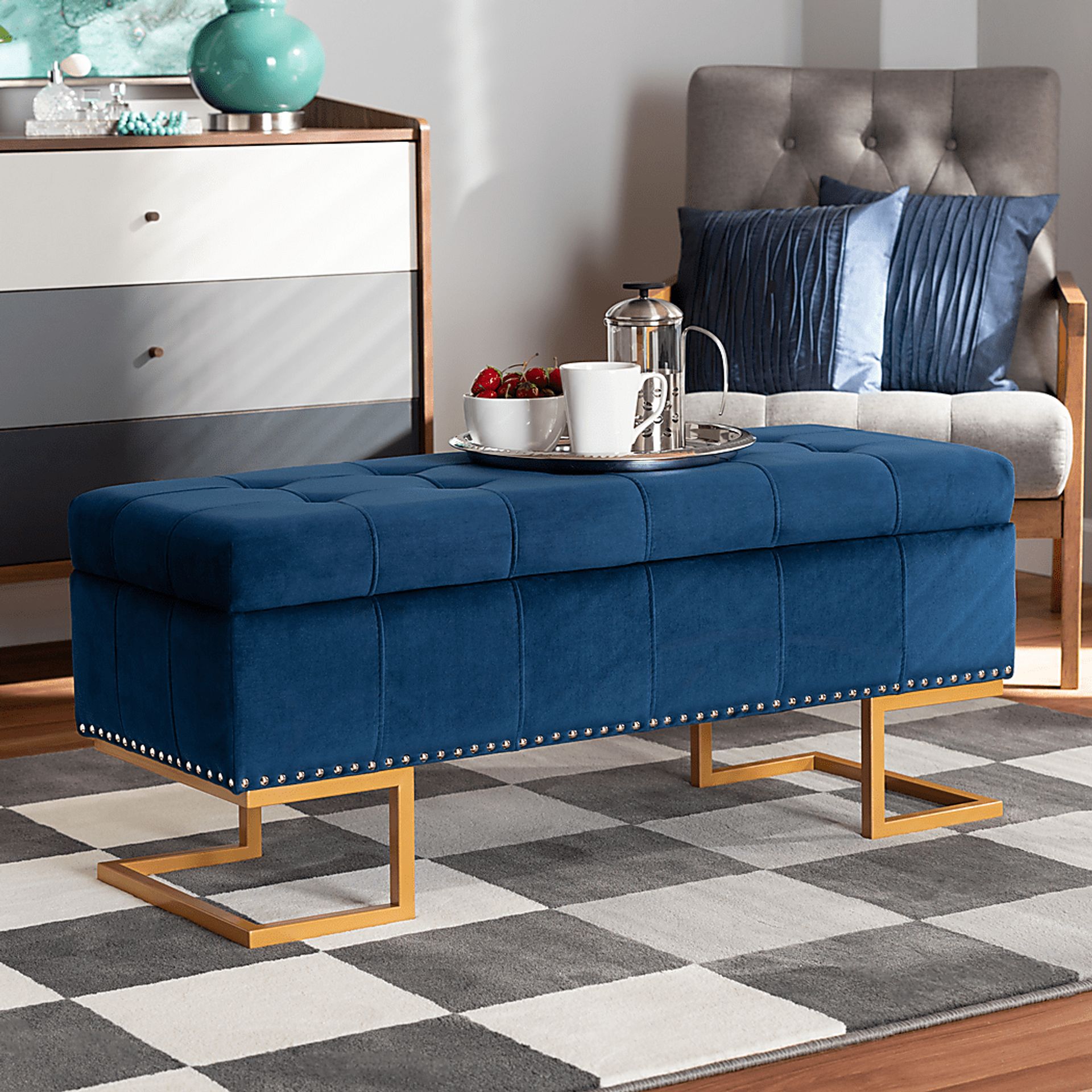 Binewood Blue Storage Ottoman - Image 9