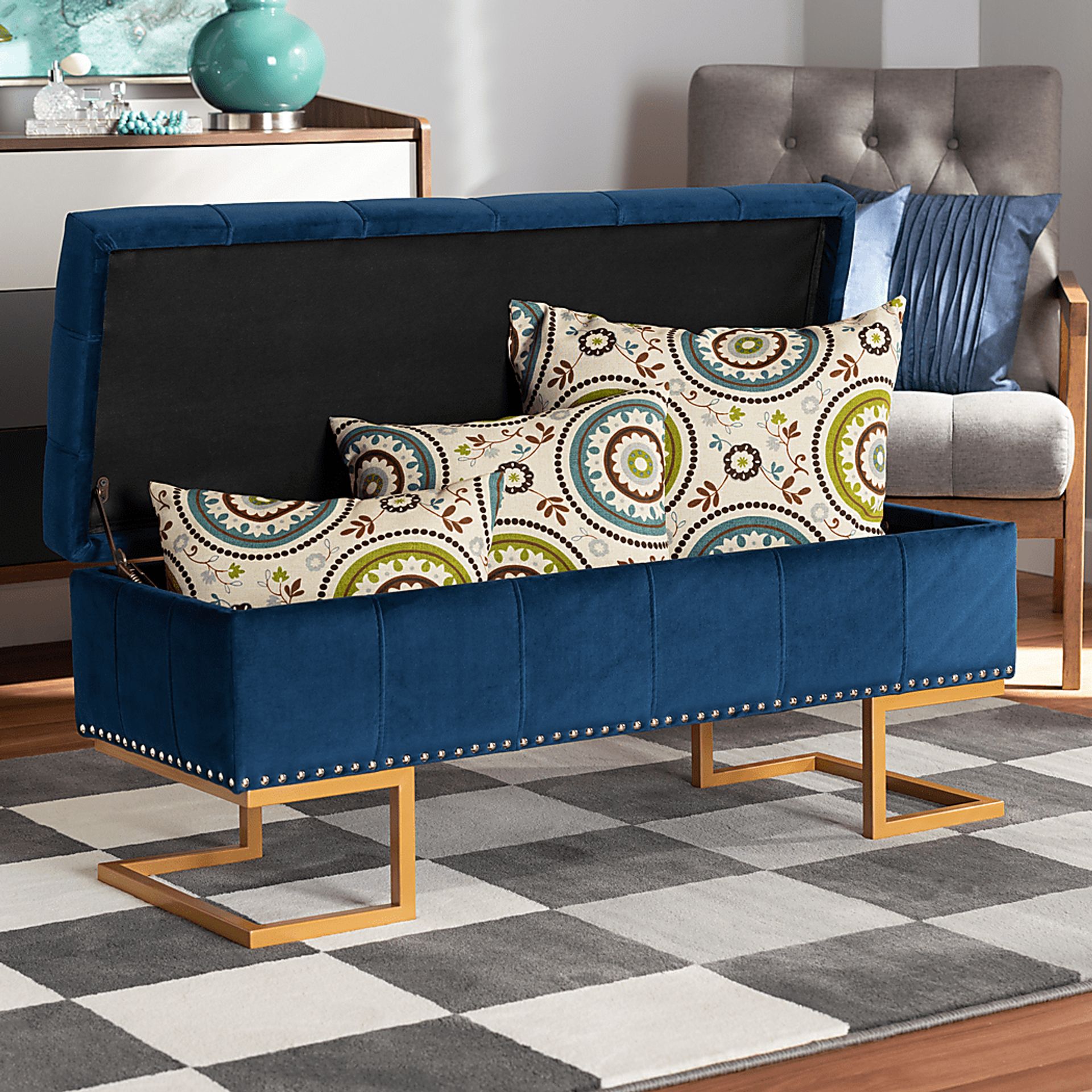 Binewood Blue Storage Ottoman - Image 10
