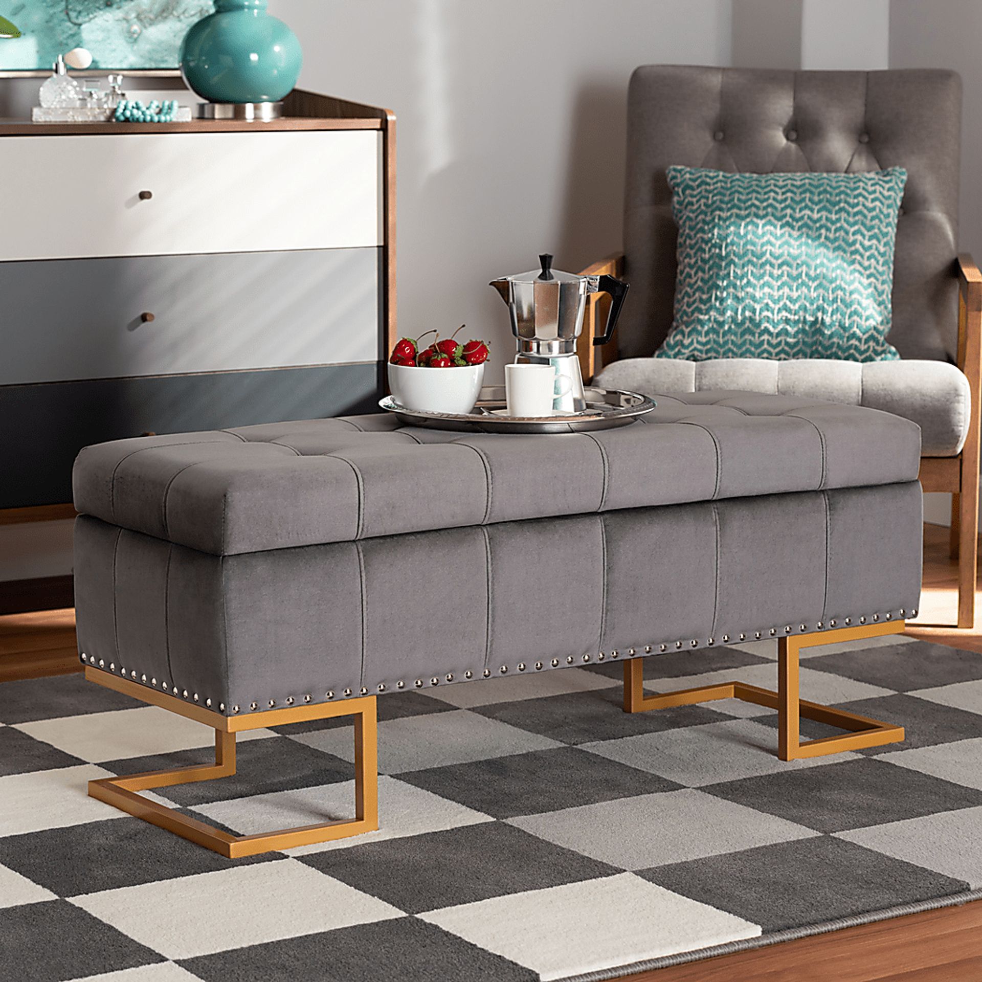 Binewood Gray Storage Ottoman - Image 9