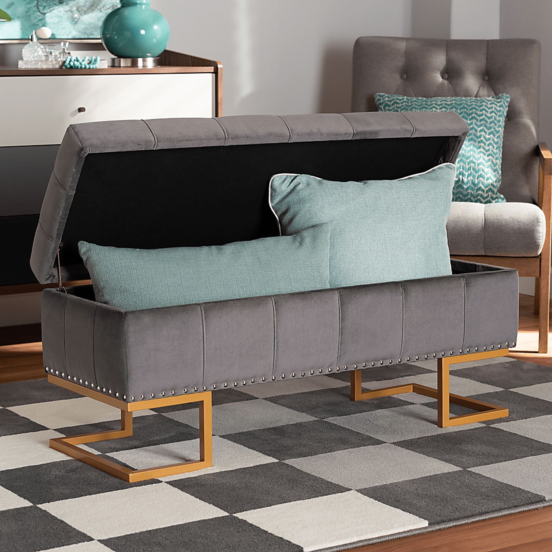 Binewood Gray Storage Ottoman - Image 10