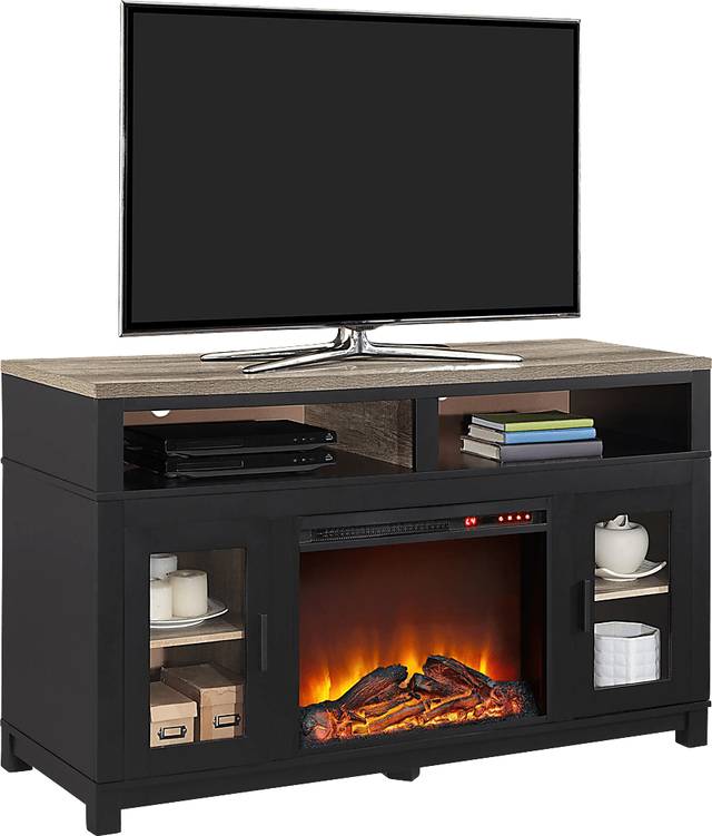 Bingen Black 54 in. Console with Electric Fireplace - Thumbnail - Image 2