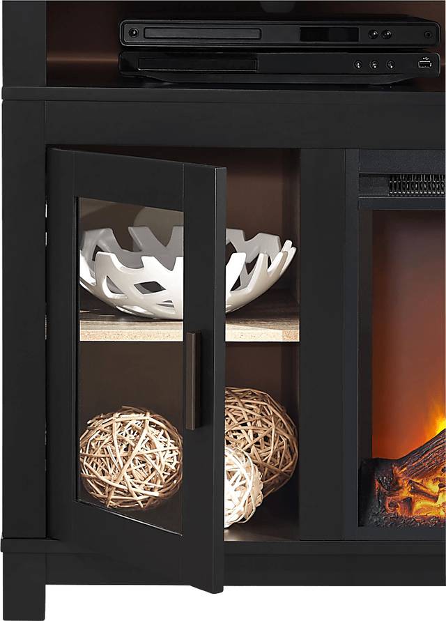 Bingen Black 54 in. Console with Electric Fireplace - Thumbnail - Image 3
