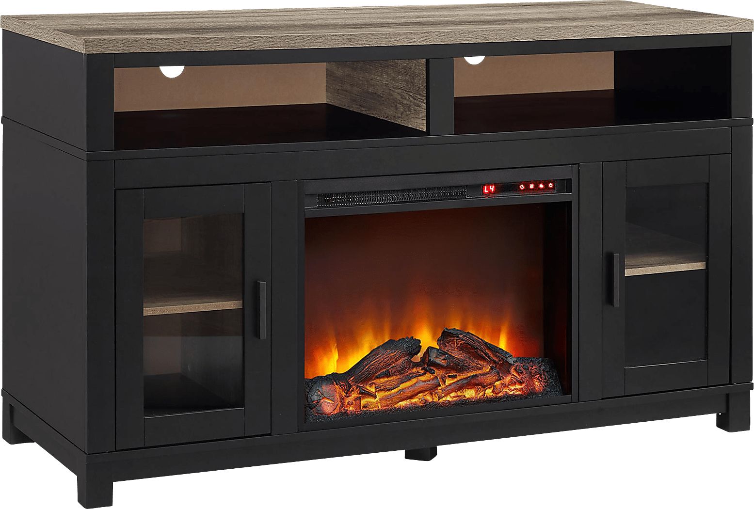 Bingen Black 54 in. Console with Electric Fireplace Rooms To Go