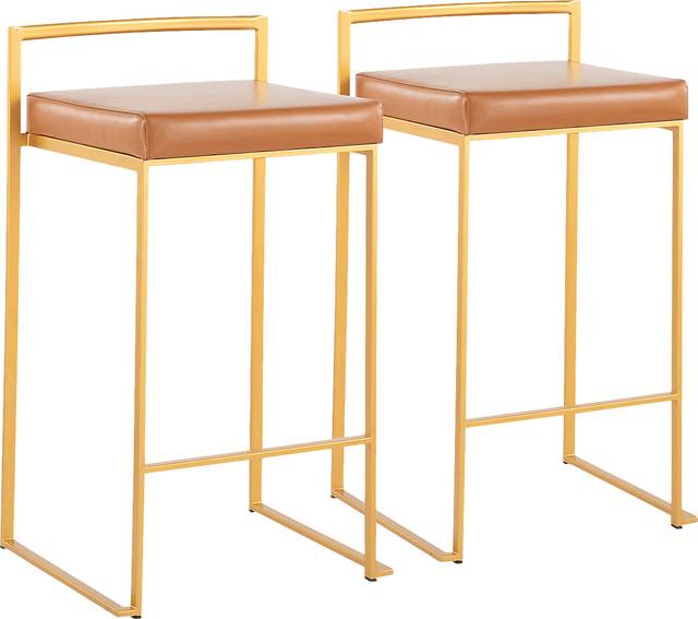 Birdlake II Camel Counter Height Stool, Set of 2 - Thumbnail - Image 1