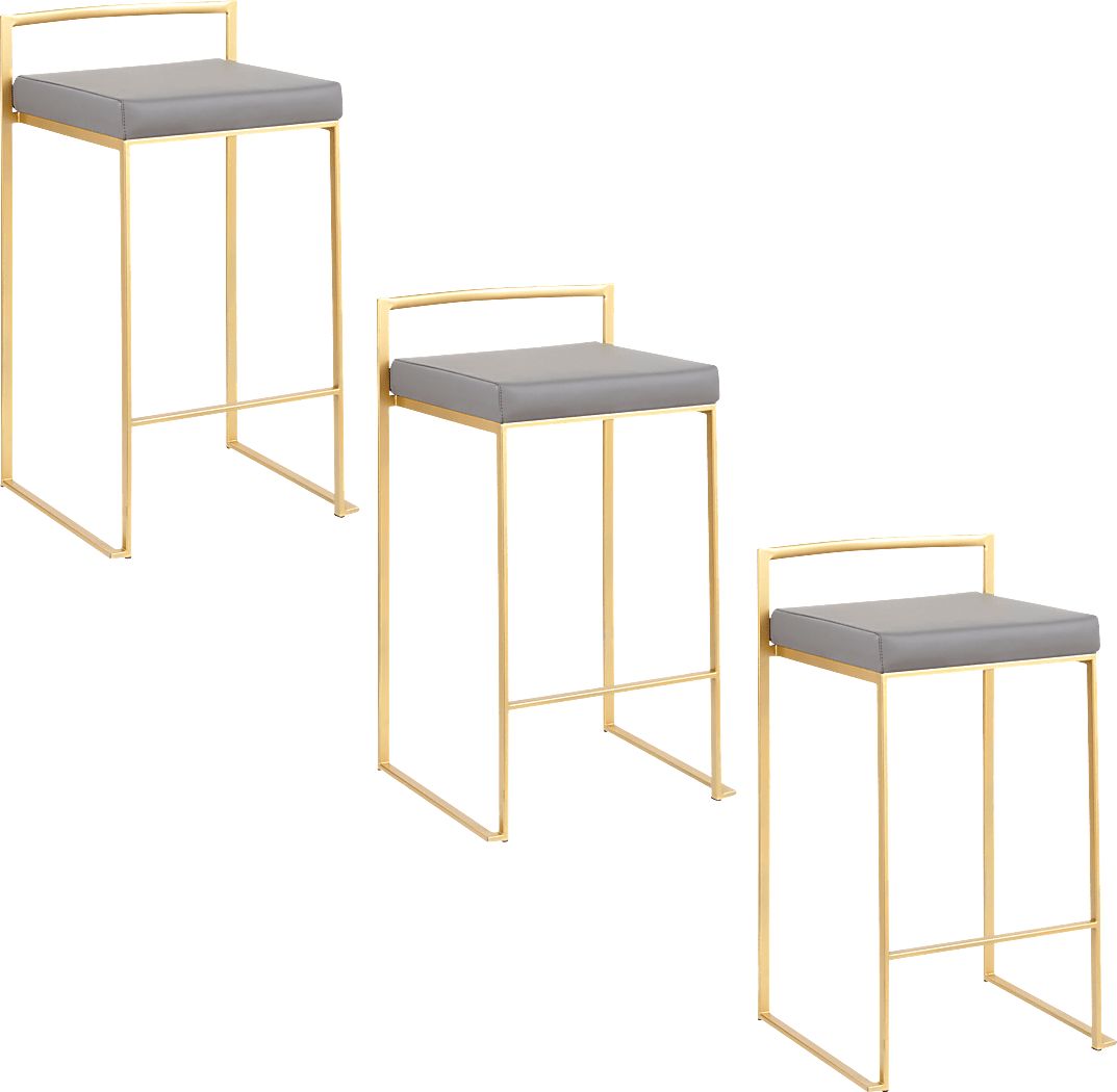 Birdlake II Gray Counter Height Stool, Set of 3