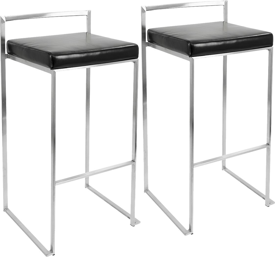 Birdlake IV Black Barstool, Set of 2