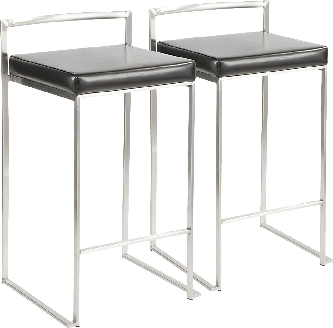Birdlake IV Black Counter Height Stool, Set of 2