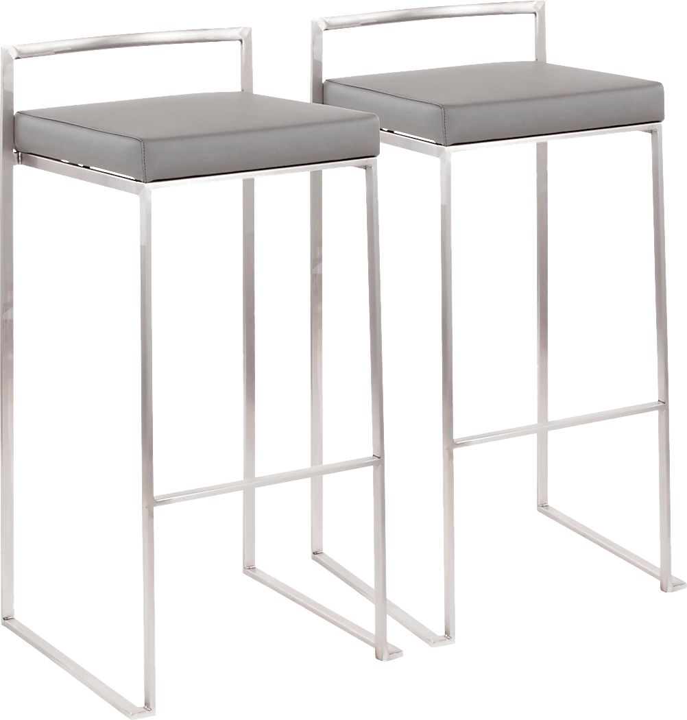 Birdlake IV Gray Barstool, Set of 2