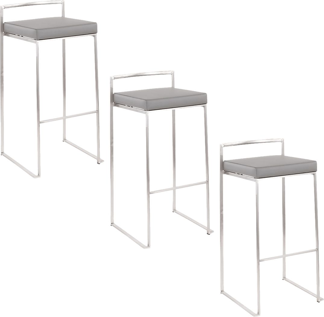 Birdlake IV Gray Barstool, Set of 3