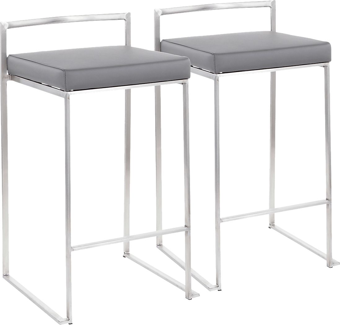 Birdlake IV Gray Counter Height Stool, Set of 2