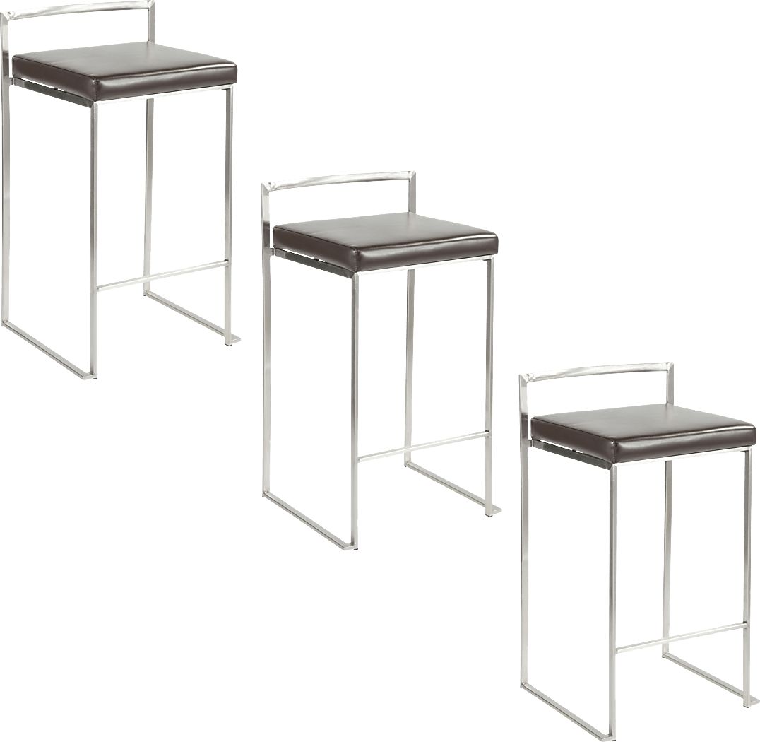 Birdlake IV Gray Counter Height Stool, Set of 3