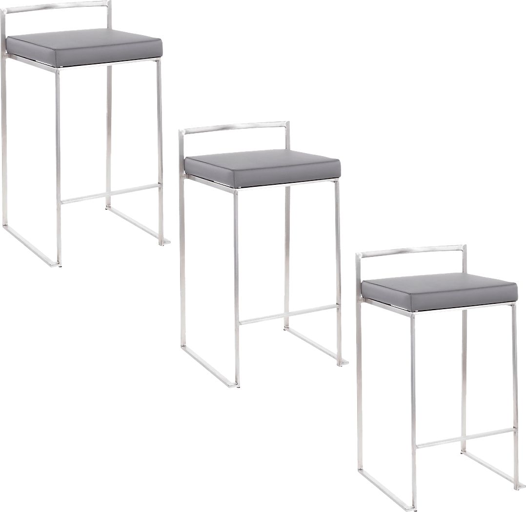 Birdlake IV Gray Counter Height Stool, Set of 3