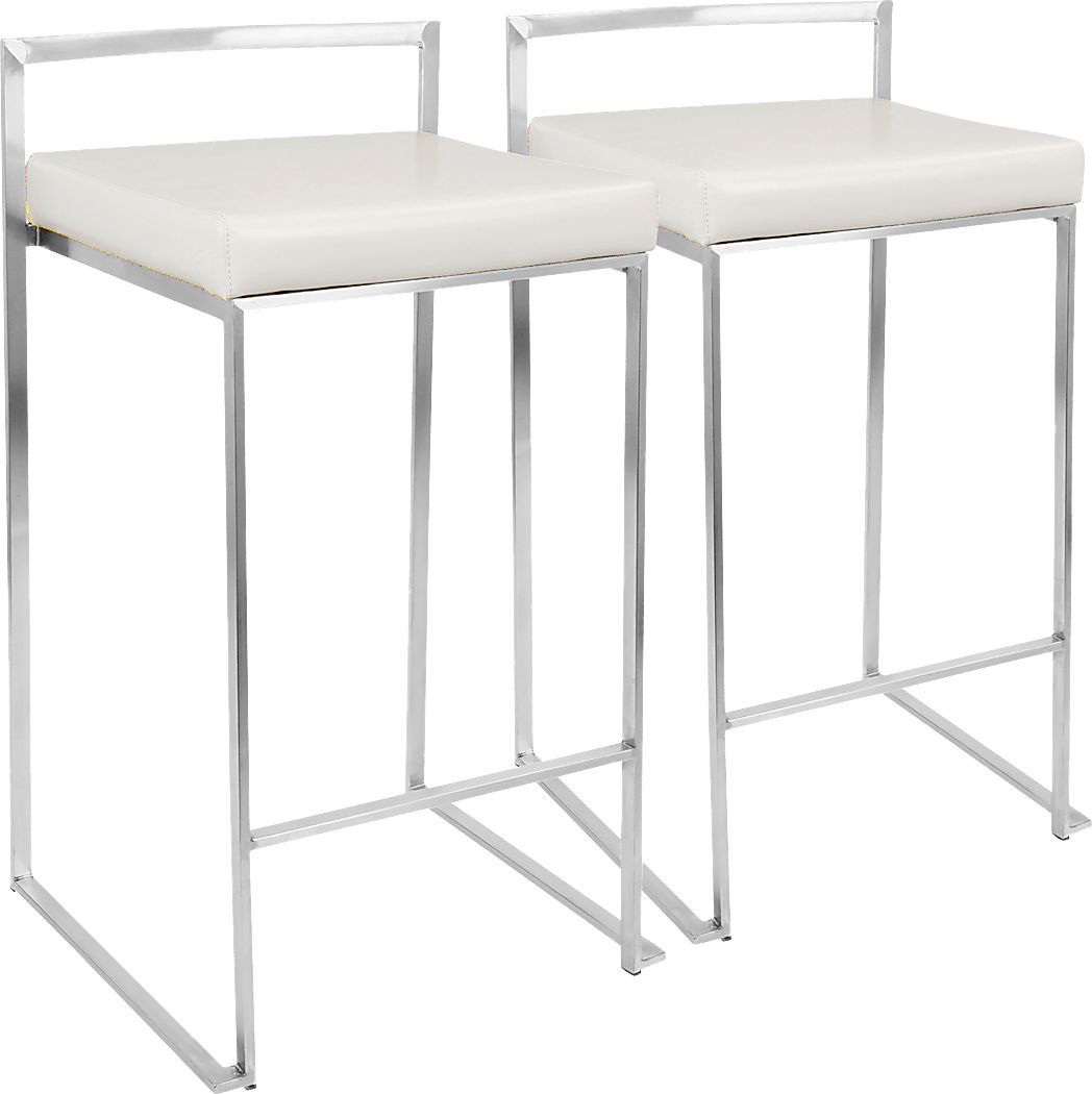Birdlake IV White Counter Height Stool, Set of 2