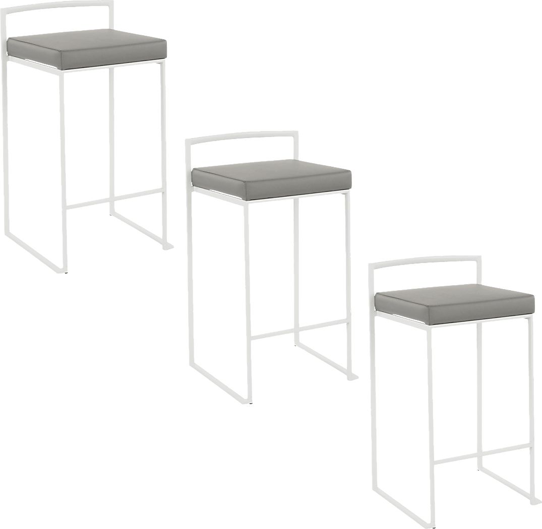 Birdlake V Gray Counter Height Stool, Set of 3
