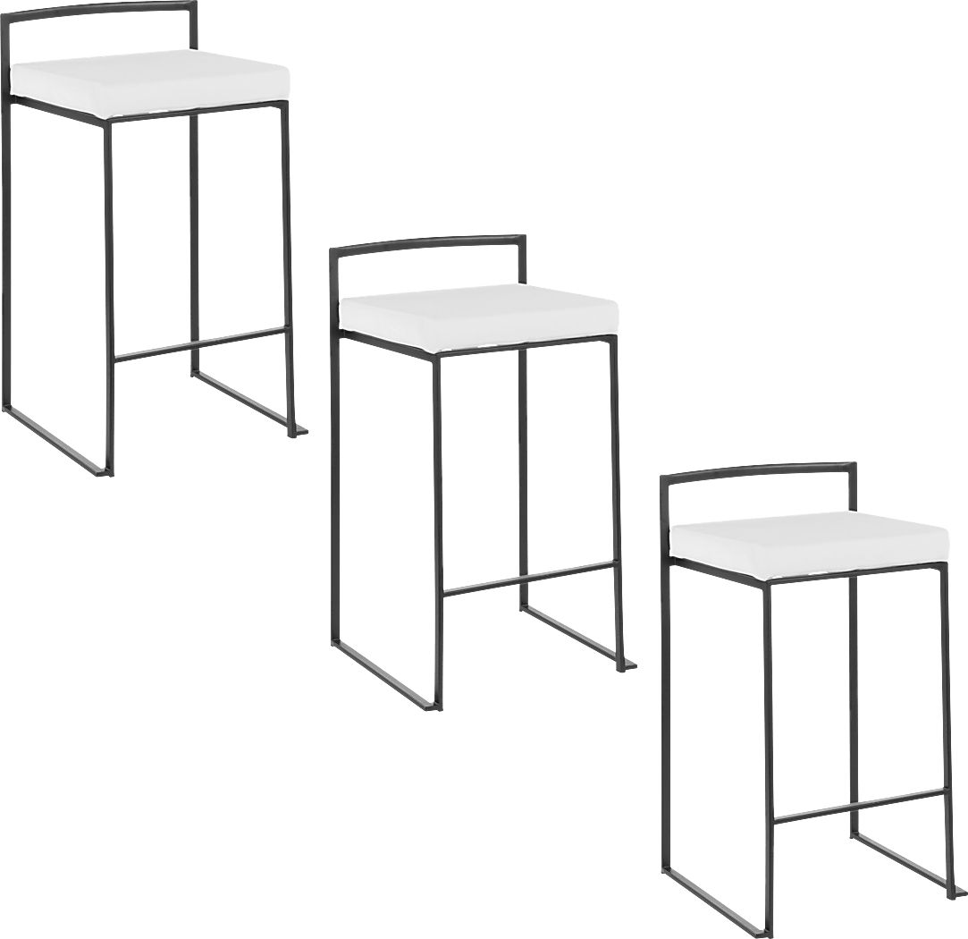 Birdlake VII White Counter Height Stool, Set of 3