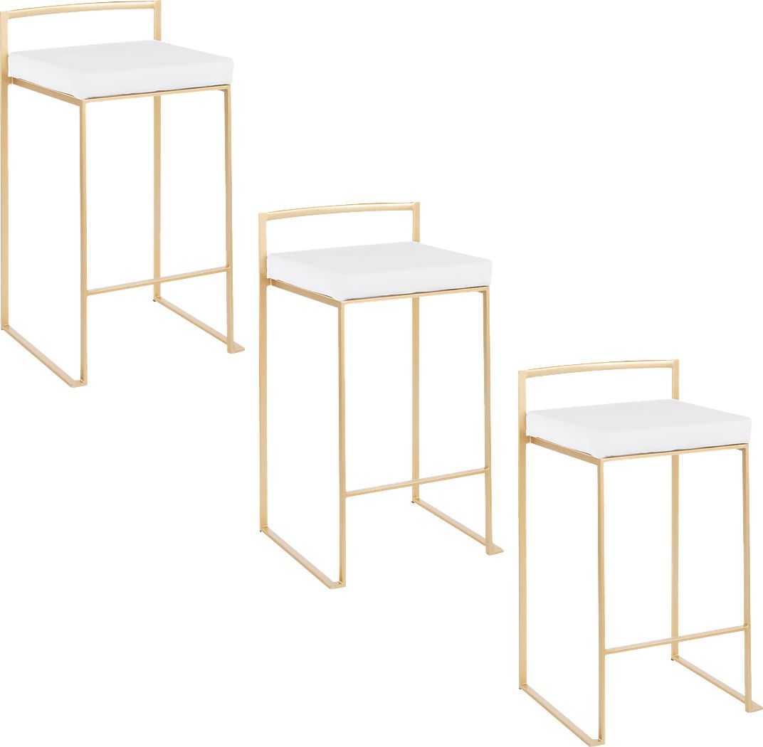 Birdlake VIII White Counter Height Stool, Set of 3