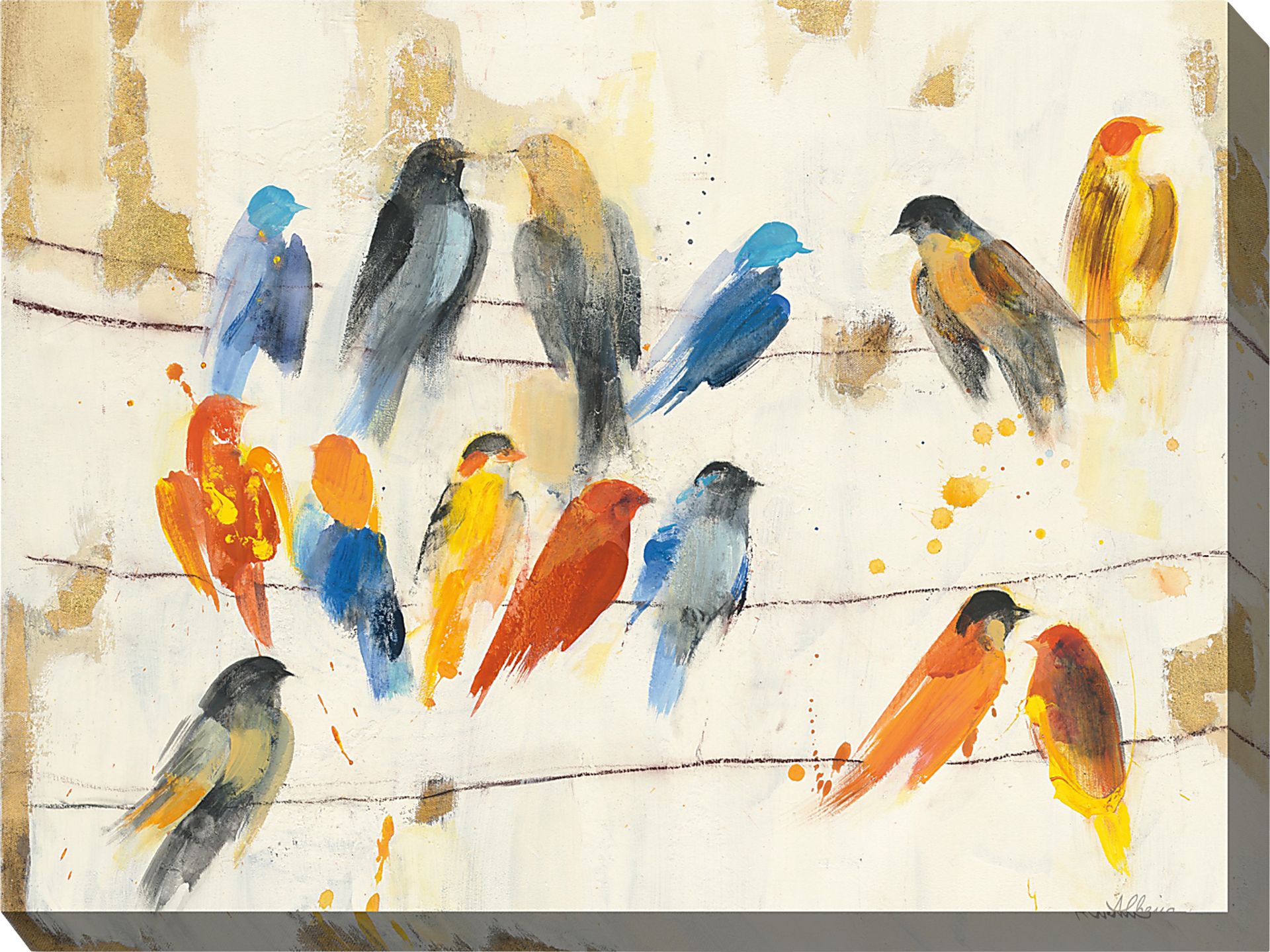Birds On Wire Cream Indoor/Outdoor Wall Art - Image 1
