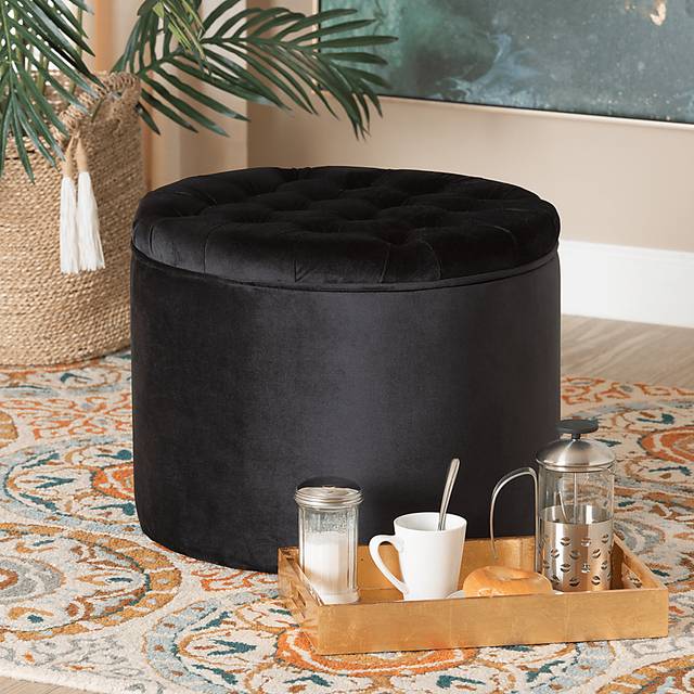 Bissonet Black Ottoman - Thumbnail - Image 5
