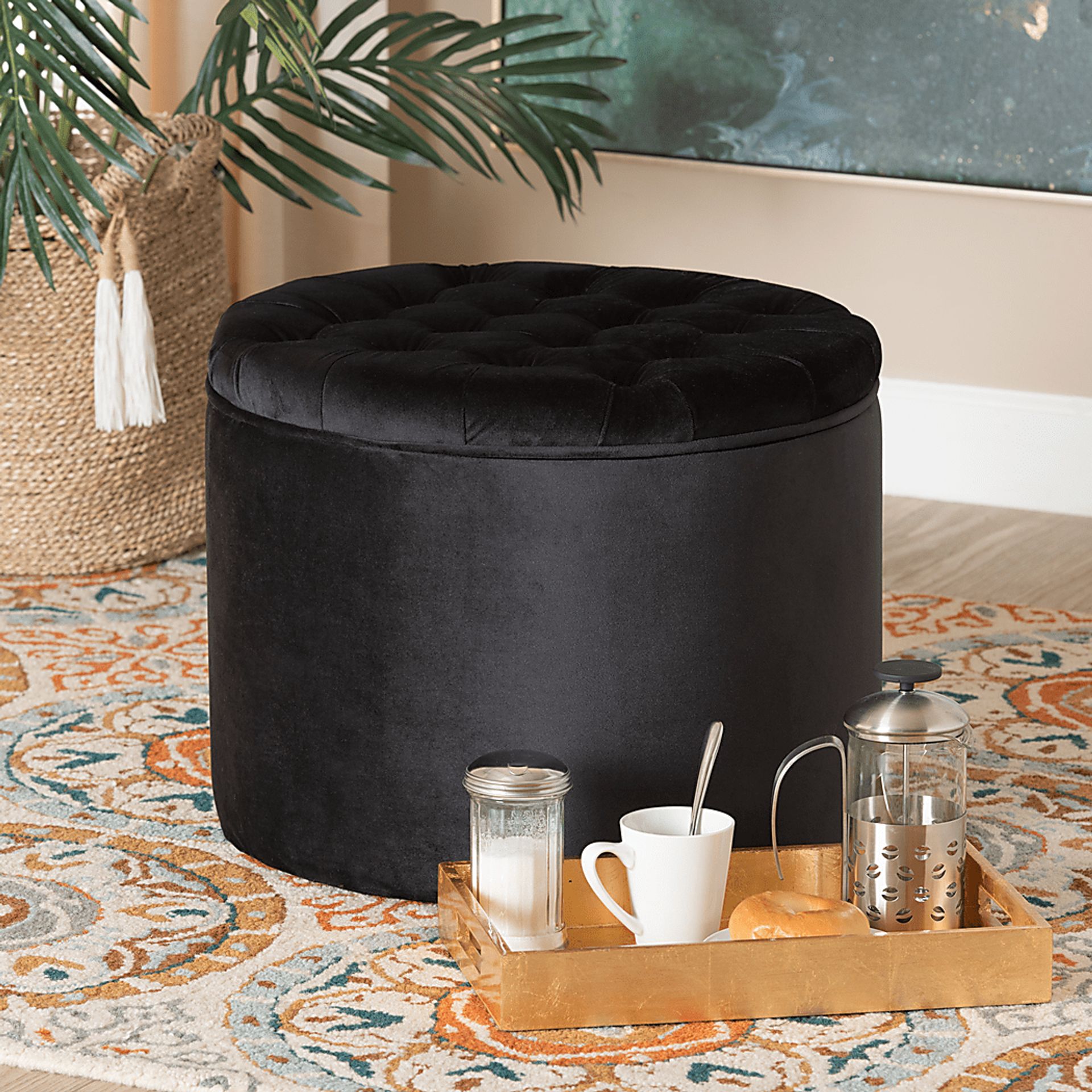 Bissonet Black Ottoman - Image 5