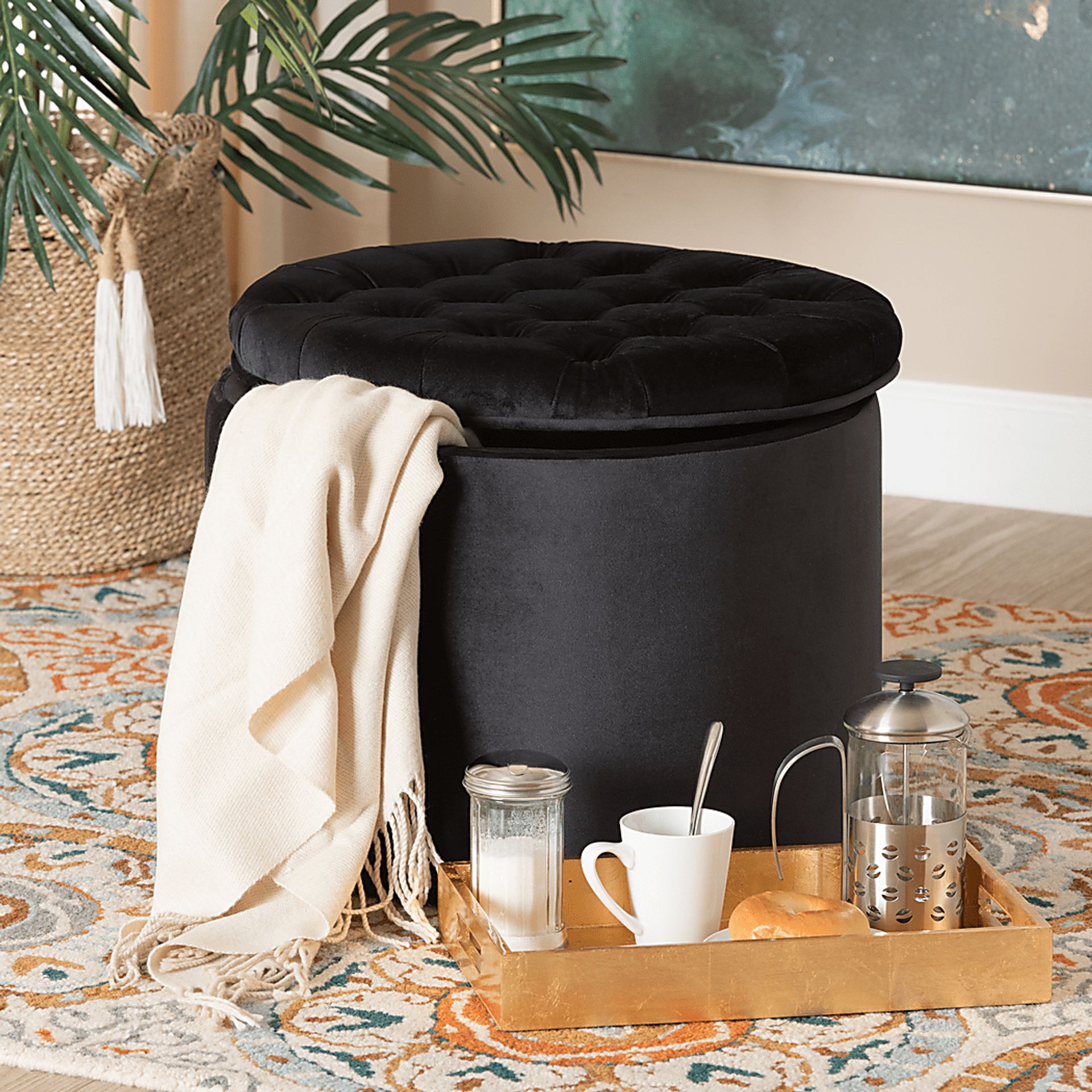 Bissonet Black Ottoman - Image 6