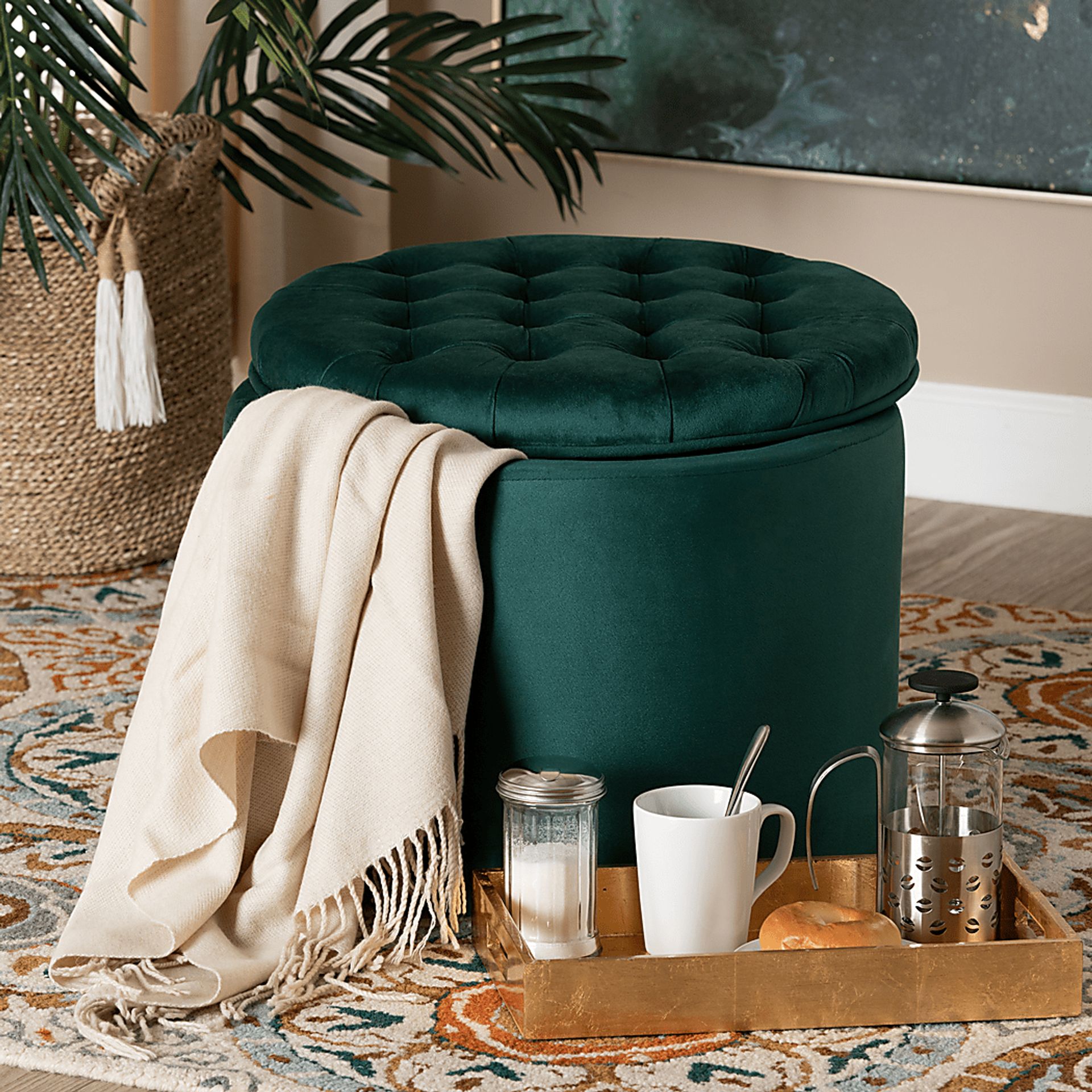 Bissonet Green Ottoman - Image 6