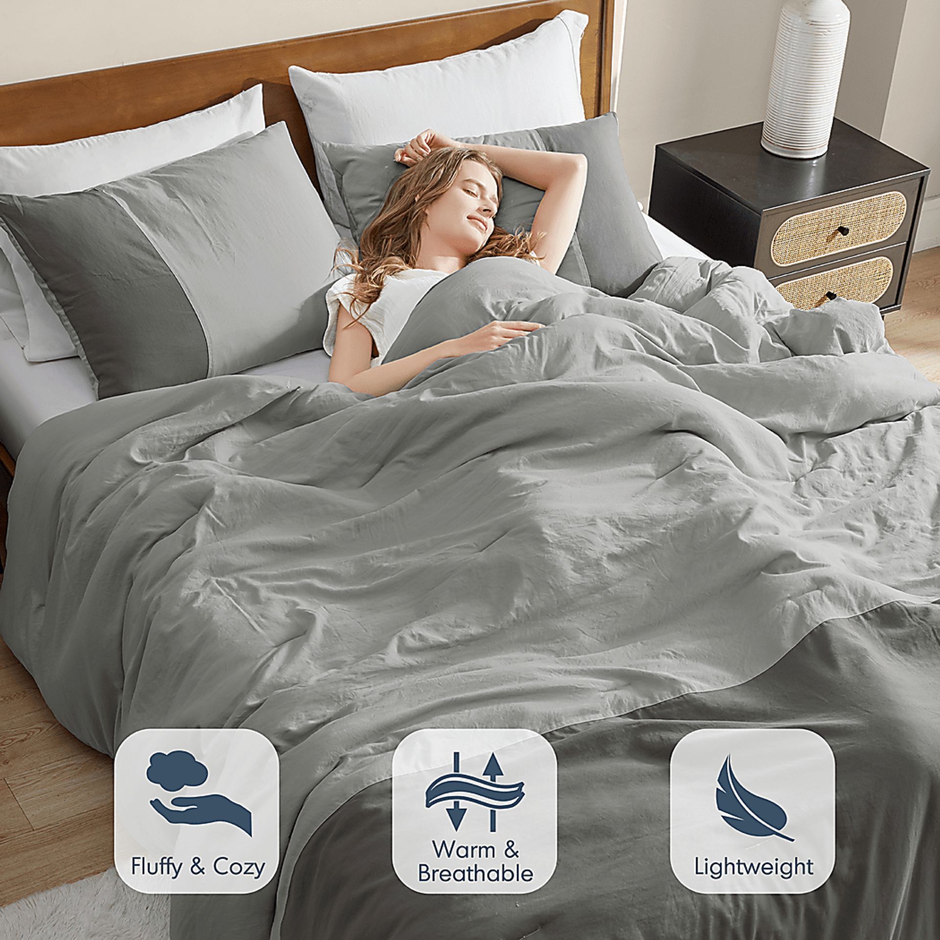 Blackthornea Gray King/California King 3 Pc Comforter Set - Image 12