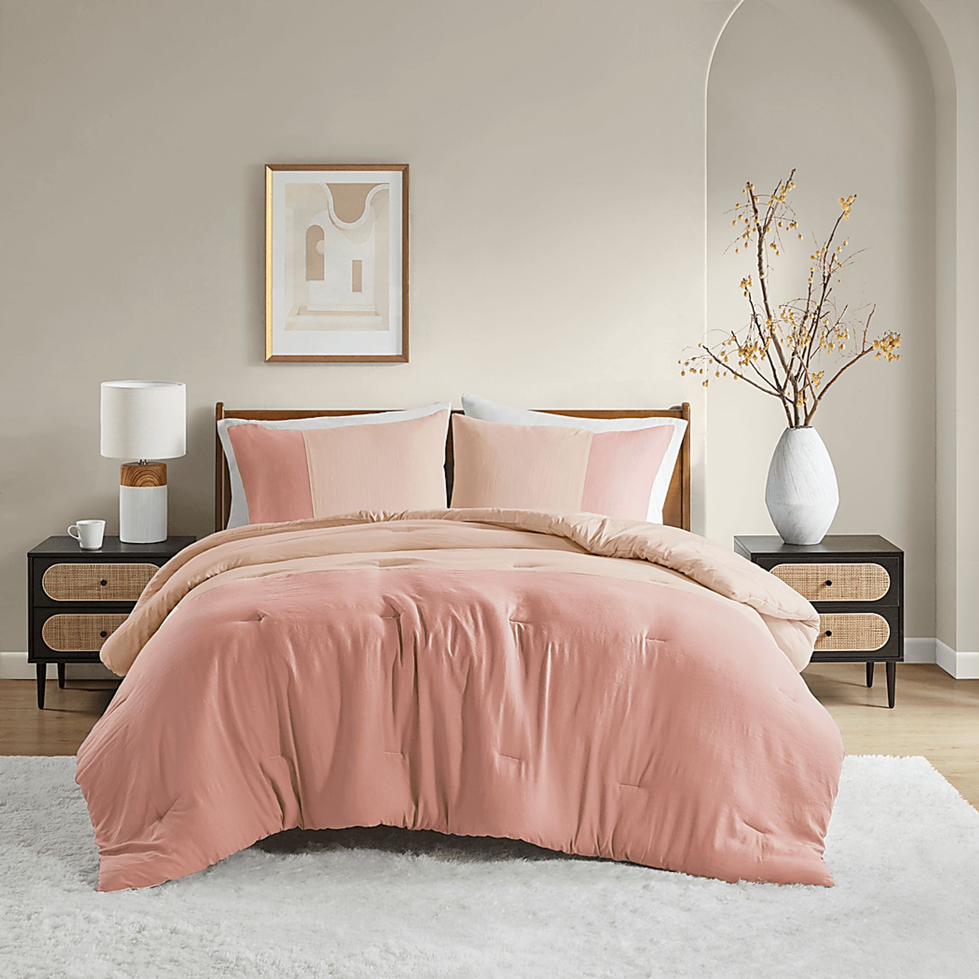 Blackthornea Pink King/California King 3 Pc Comforter Set - Image 1
