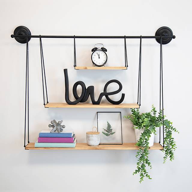 Bladau Black 3 Tier Wall Shelf - Thumbnail - Image 2