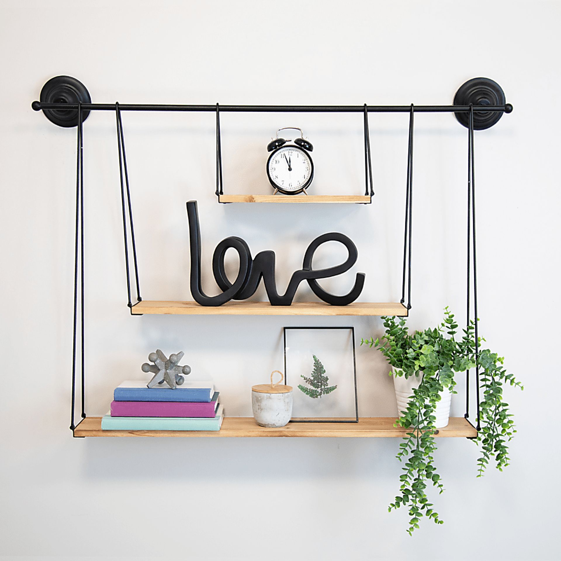 Bladau Black 3 Tier Wall Shelf - Image 2
