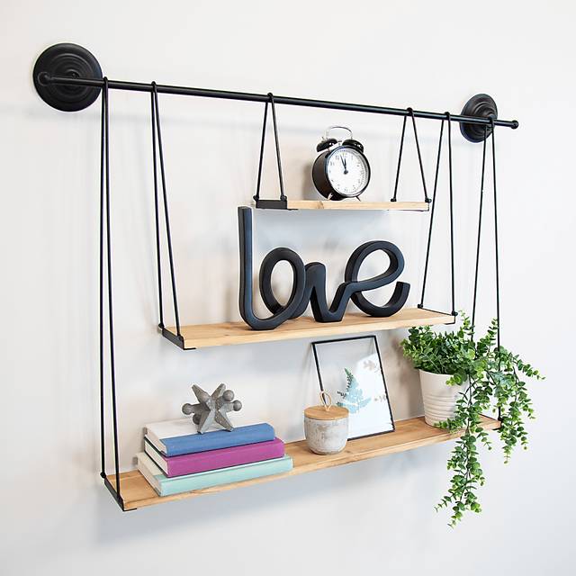 Bladau Black 3 Tier Wall Shelf - Thumbnail - Image 5
