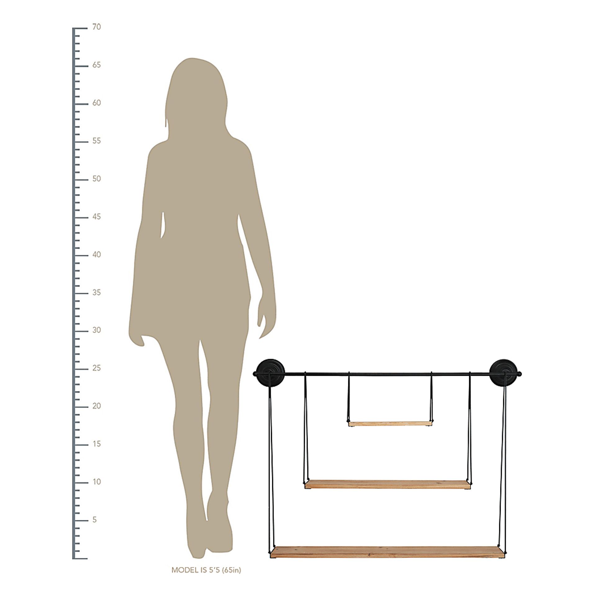 Bladau Black 3 Tier Wall Shelf - Image 6