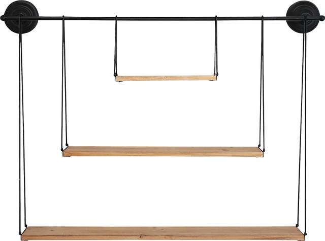 Bladau Black 3 Tier Wall Shelf - Thumbnail - Image 1