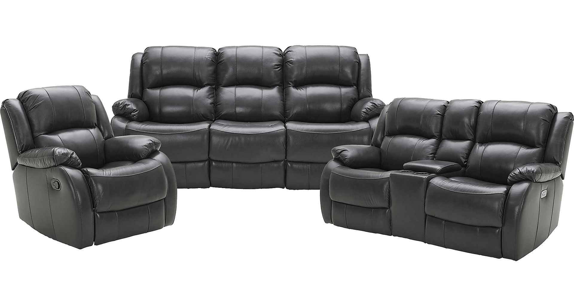 Blaineville Black Leather 3 Pc Dual Power Reclining Living Room - Image 1