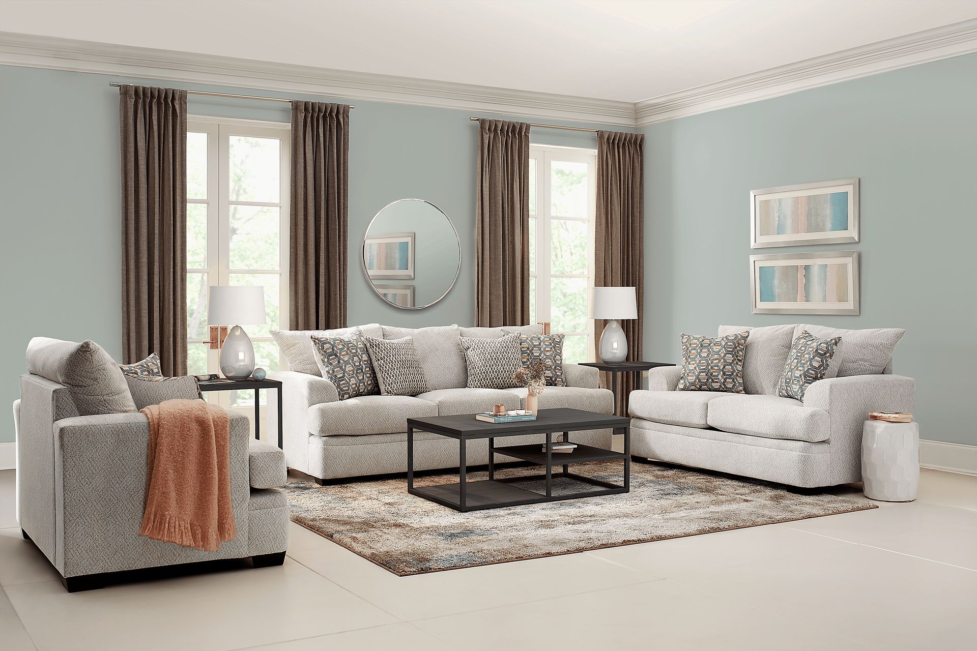 Blair Park Beige 7 Pc Living Room with Gel Foam Sleeper Sofa - Image 1