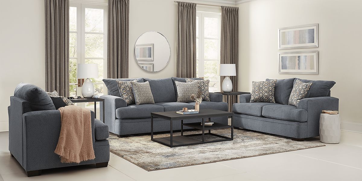 Blair Park Bluestone 7 Pc Living Room with Sleeper Sofa - Rooms To Go