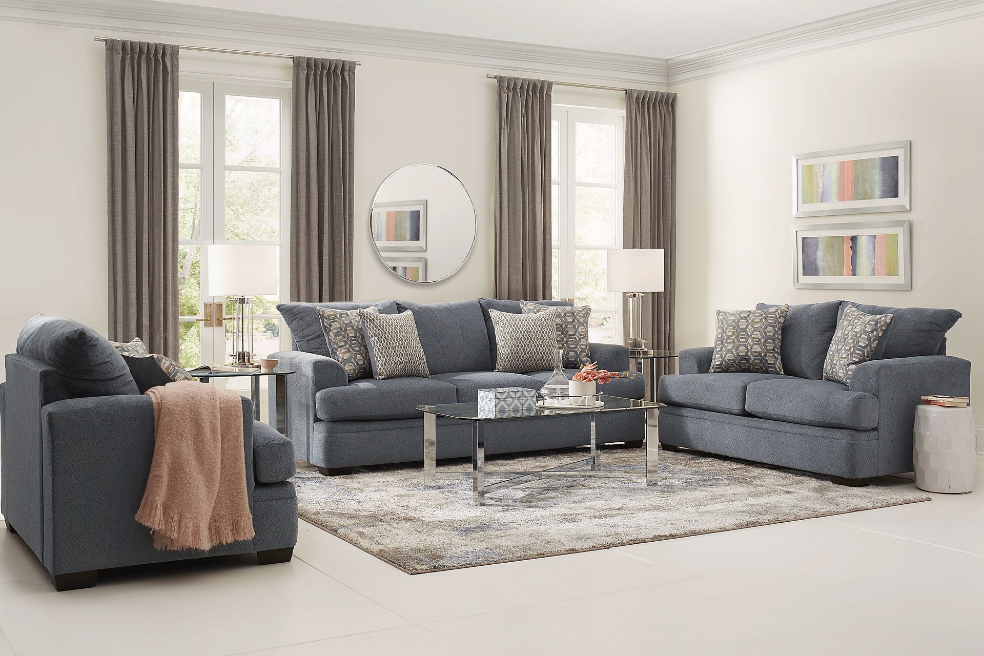 Blair Park Bluestone 7 Pc Living Room with Sleeper Sofa - Image 1