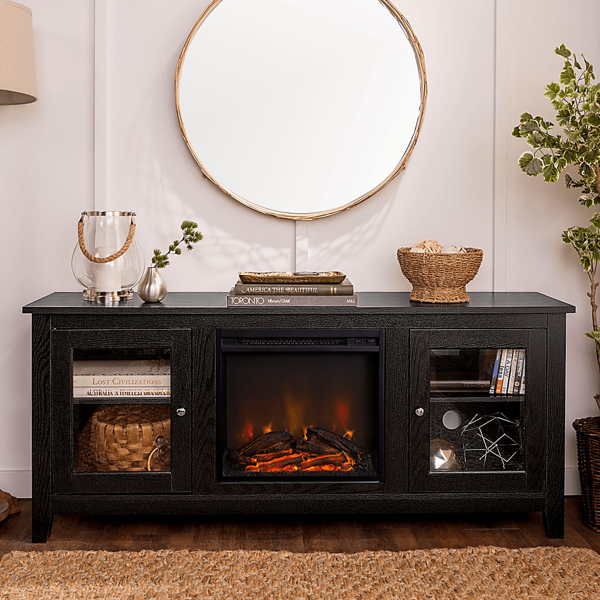 Blaize Black 58 in. Console with Electric Fireplace - Image 4