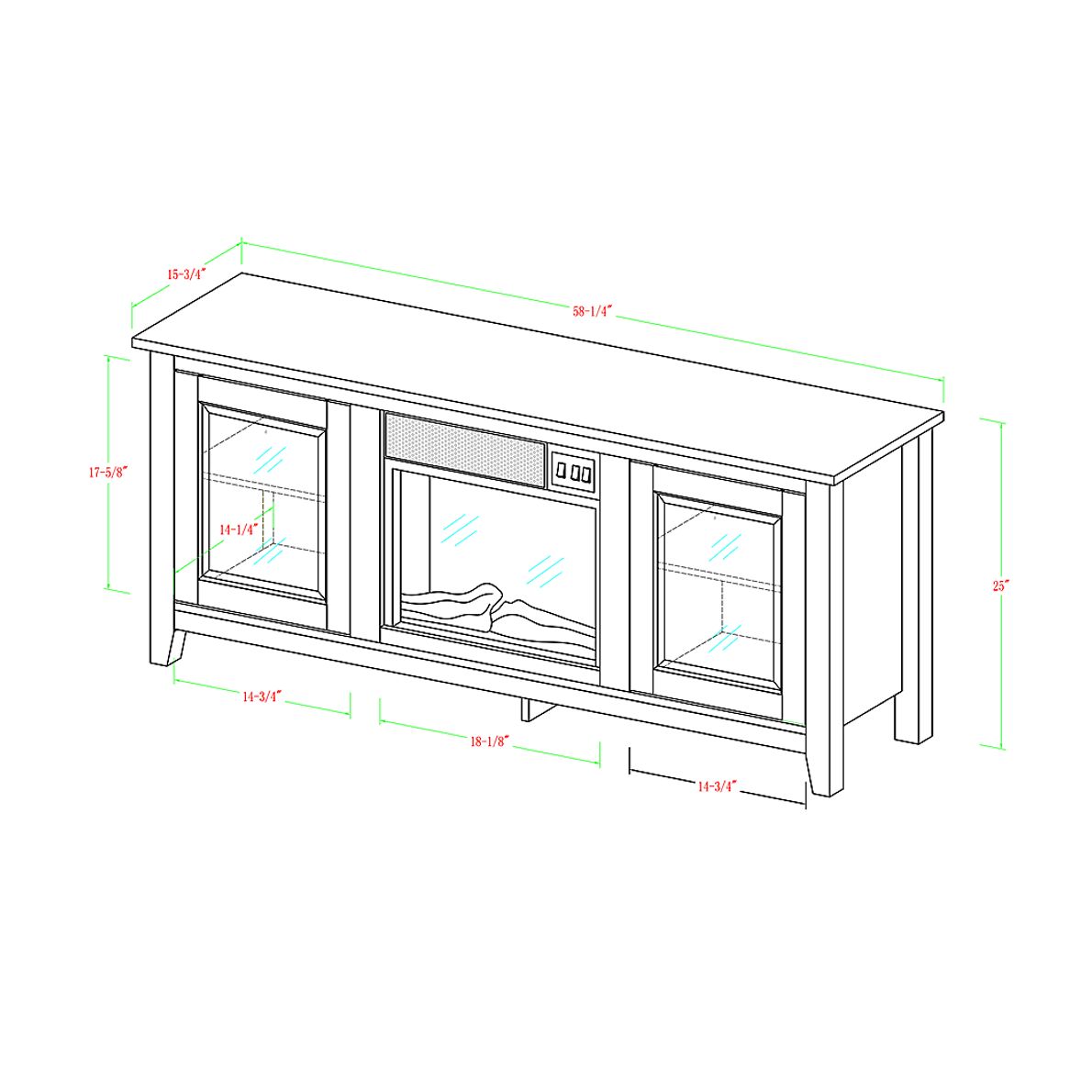 Blaize Brown 58 in. Console with Electric Fireplace