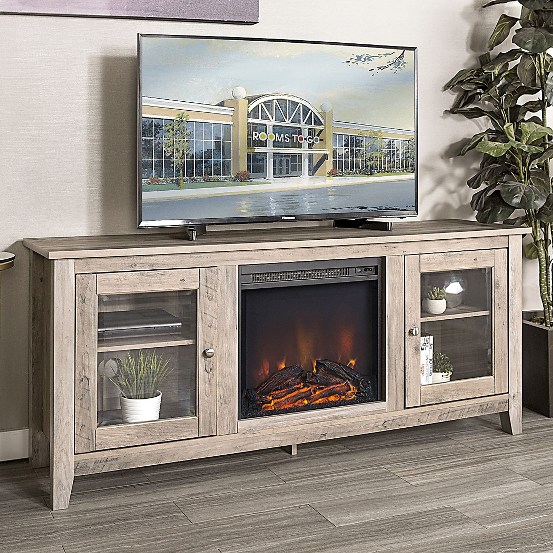 Blaize Gray 58 in. Console with Electric Fireplace - Image 2