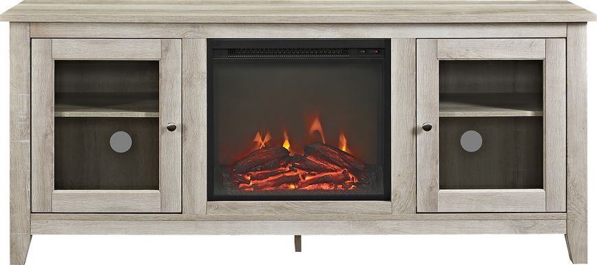 Blaize White 58 in. Console with Electric Fireplace