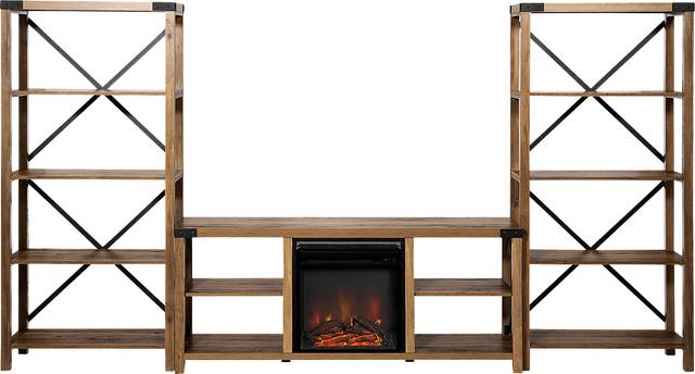Blakewood Brown 60 in. Console, With Electric Fireplace - Thumbnail - Image 2