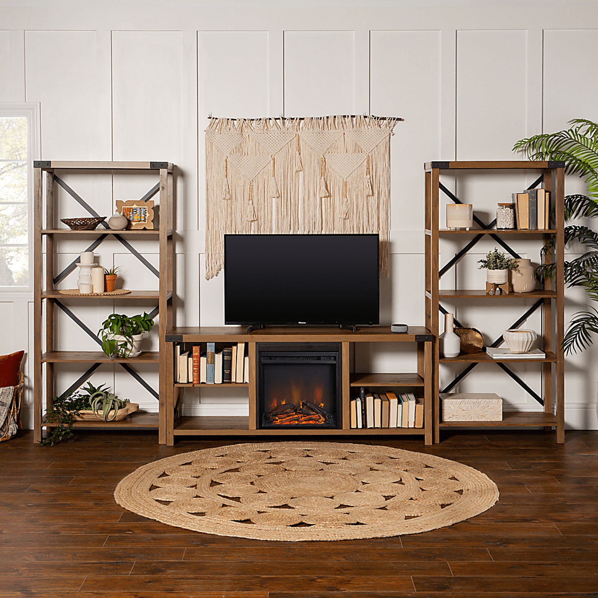 Blakewood Brown 60 in. Console, With Electric Fireplace - Image 5