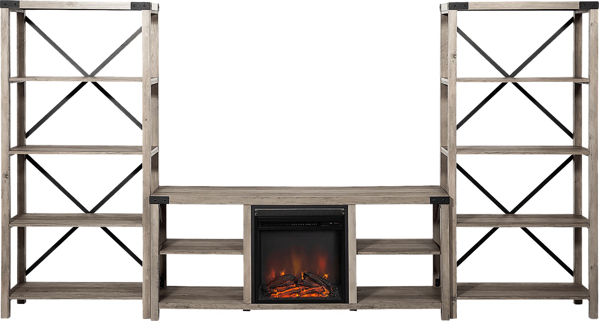 Blakewood Gray 60 in. Console, With Electric Fireplace - Image 2