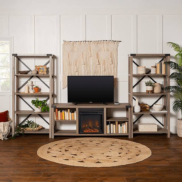 Blakewood Gray 60 in. Console, With Electric Fireplace - Thumbnail - Image 5