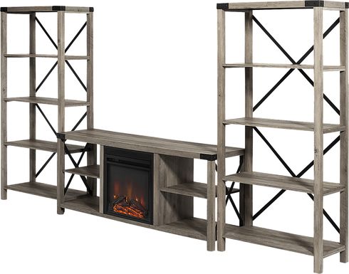 Blakewood Gray 60 in. Console, With Electric Fireplace