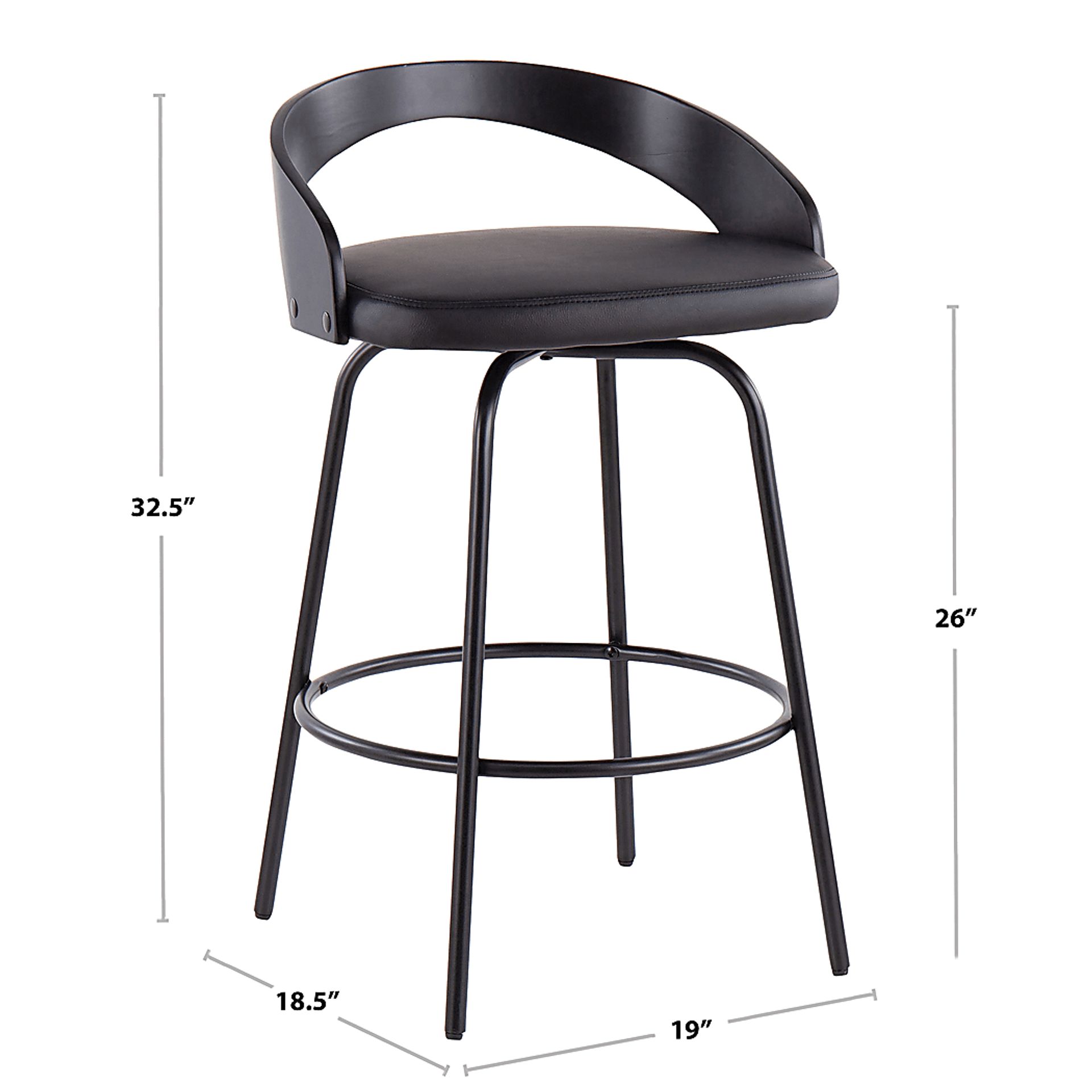 Blakistone Black Counter Height Swivel Stool Set of 2 - Image 8