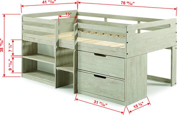 Blanchard Gray Twin Low Loft Bed - Thumbnail - Image 8
