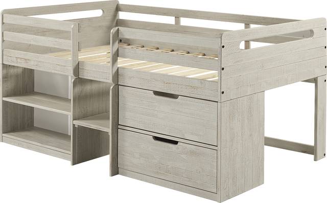 Blanchard Gray Twin Low Loft Bed - Thumbnail - Image 1